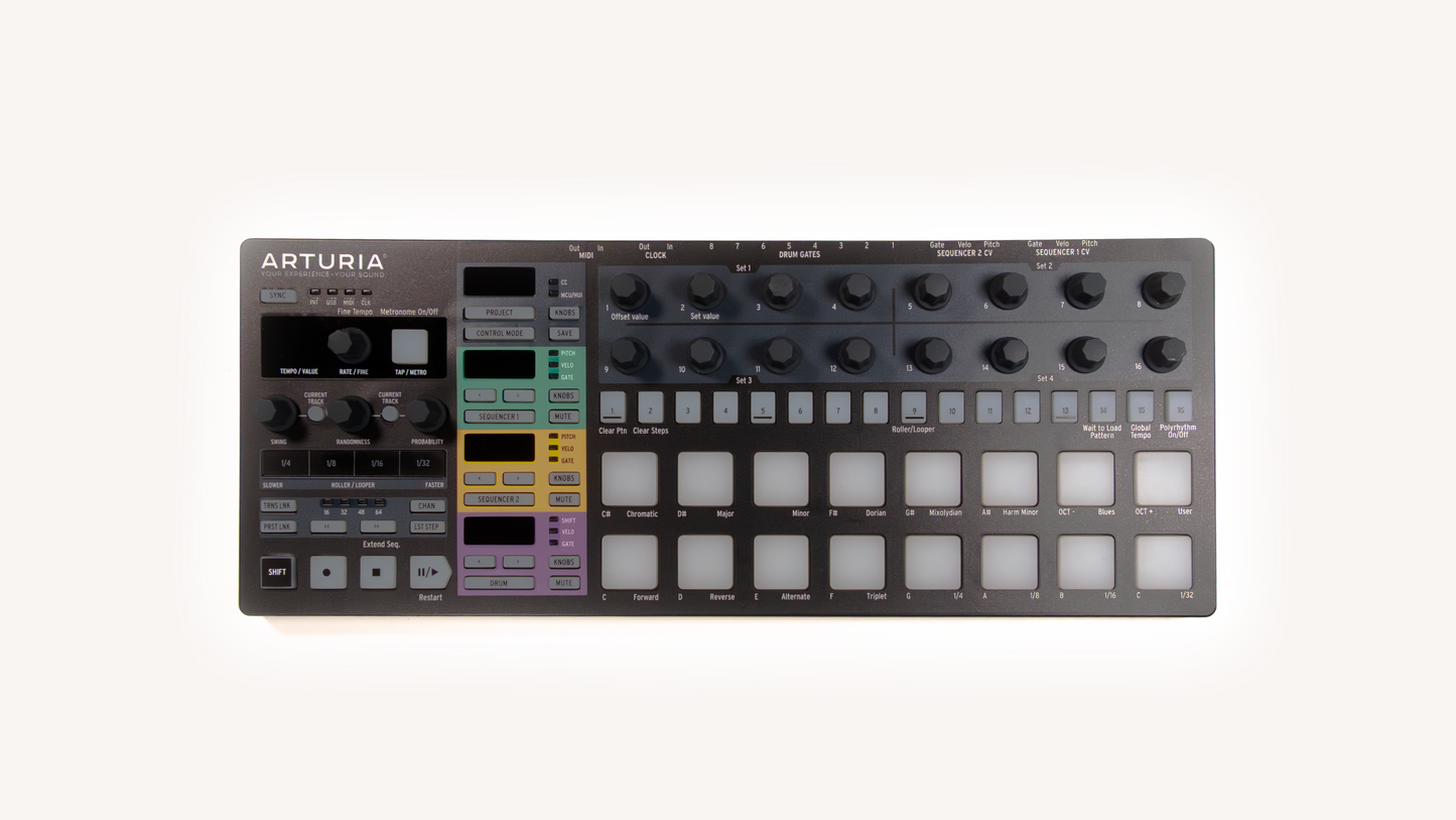 Overlay/skin with updated labels for the beatstep pro firmware update, matches limited edition black