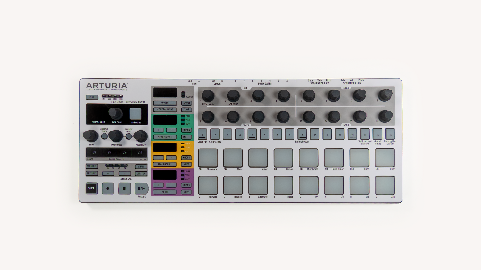 Re-skined white BeatStep Pro for latest firmware